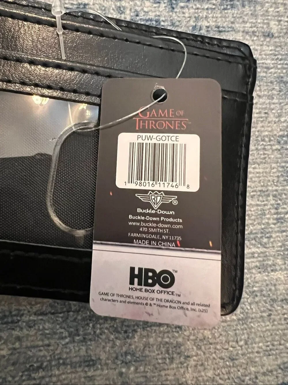 New HBO Buckle Down House of the Dragon Black Red Flames Faux Leather Wallet